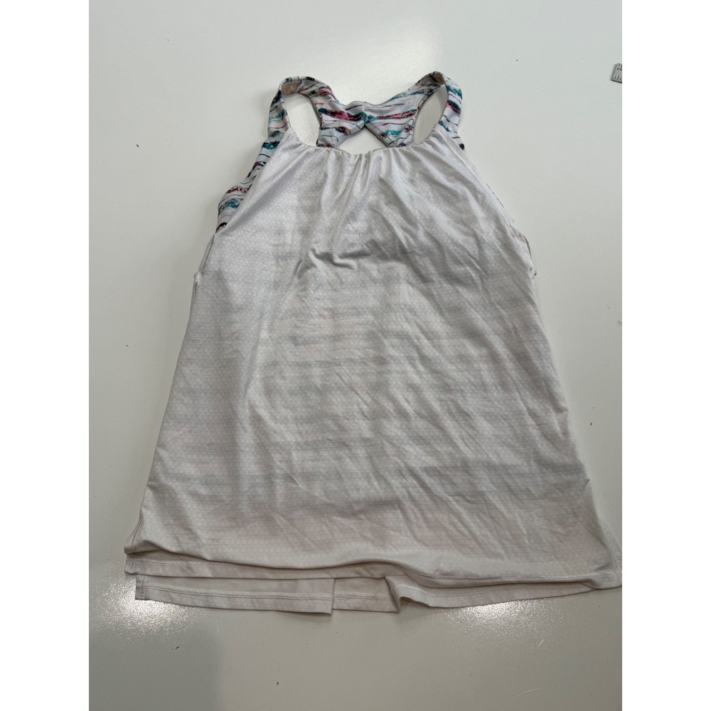 Ivivva by Lululemon Girls White Layered Athletic Tank Top Built-in Bra Size 12